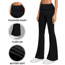 Sweet Hearts 3-Pack Flare Leggings for Women- Foldover Flared Yoga Pants for Women Clothing Made in USA