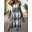 Plus Size Tie Dye Print Split Dress, Casual Short Sleeve V Neck Dress For Spring & Summer, Women's Plus Size Clothing