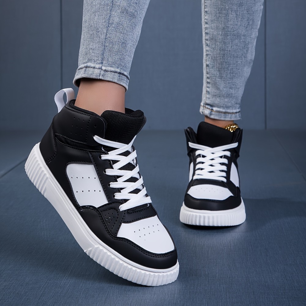Comfort-Focused Men's High-Top Sneakers: Non-Slip, Stylish Color Block, Perfect for All-Year Outdoor Activities